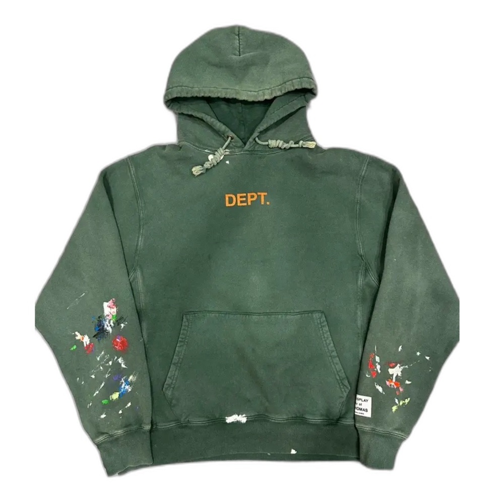 Gallery Dept Green Paint Splash Hoodie